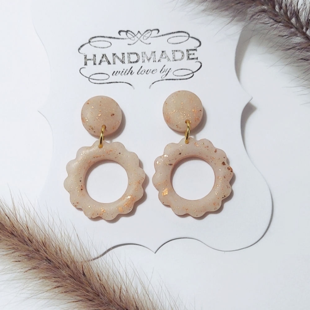 Cream & Rose Gold HandMade Earrings New!